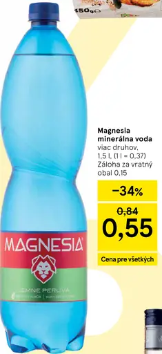 Magnesia Prírodná minerálna voda jemne perlivá