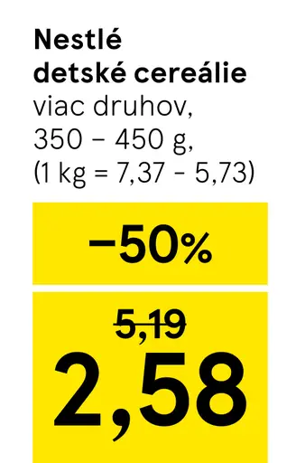 Nestlé detské cereálie Cini Minis a ďalšie druhy
