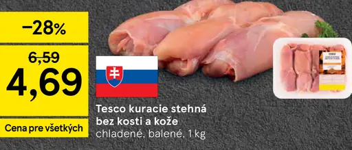 Tesco kuracie stehná bez kosti a kože