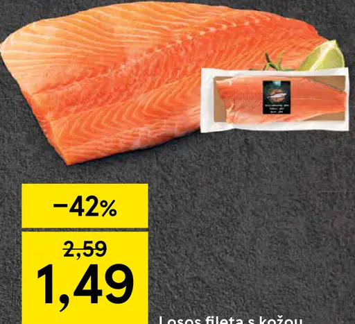 Losos fileta s kožou vákuovo balená