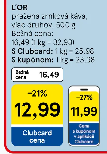 L'OR pražená zrnková káva viac druhov