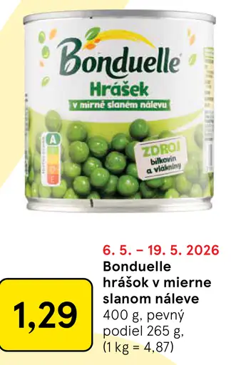 Bonduelle Hrášok v mierne slanom náleve