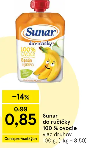 Sunar do ručičky 100 % ovocie banán a jablko