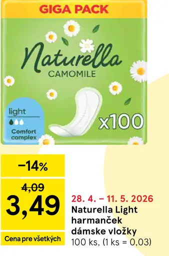 Naturella Light harmanček dámske vložky