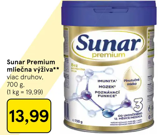 Sunar Premium mliečna výživa