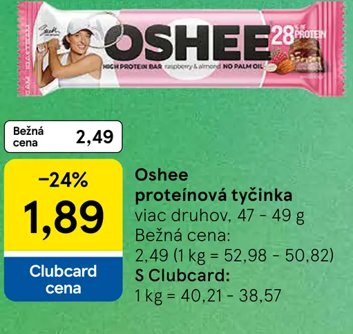 Oshee proteínová tyčinka viac druhov