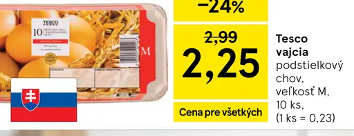 Tesco vajcia podstieľkový chov, veľkosť M