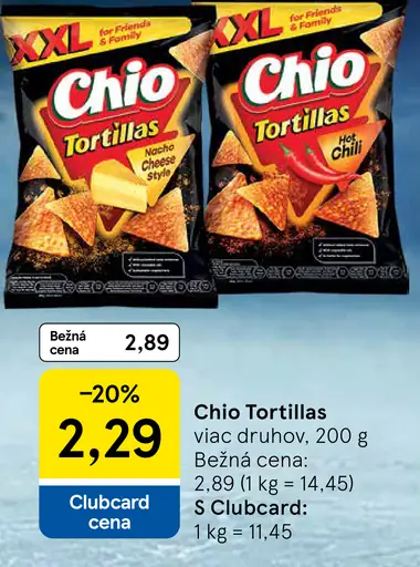 Chio Tortillas rôzne druhy