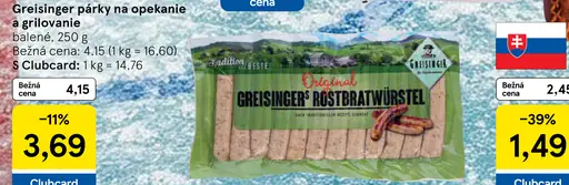 Greisinger párky na opekanie a grilovanie