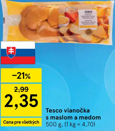 Tesco vianočka s maslom a medom