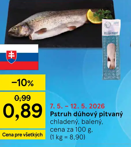 Pstruh dúhový pitvaný chladený, balený