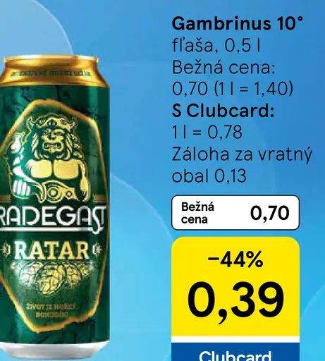 Gambrinus 10° plechovka