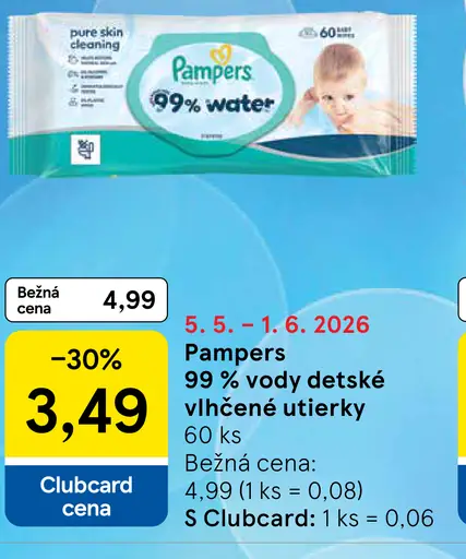 Pampers 99 % vody detské vlhčené utierky