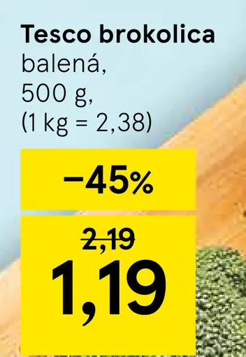 Tesco brokolica balená