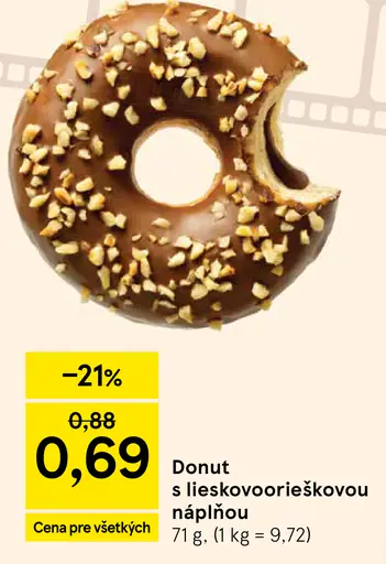 Donut s lieskovoorechovou náplňou