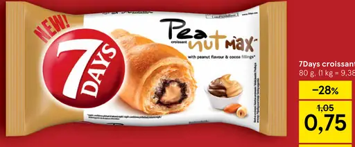 7Days croissant arašidová príchuť a kakao