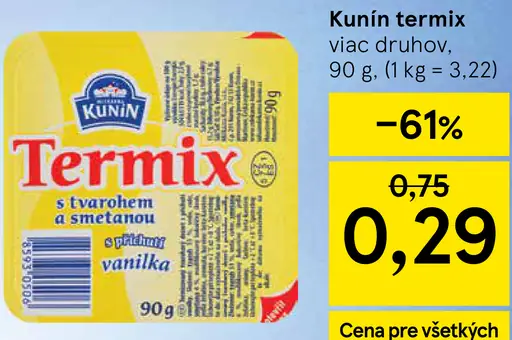 Kunín Termix s tvarohom a smotanou vanilka