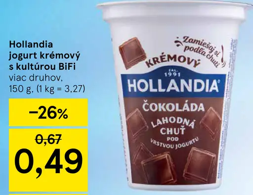 Hollandia jogurt krémový s kultúrou BiFi čokoláda lahodná chuť