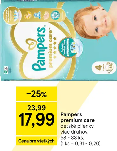 Pampers premium care detské plienky