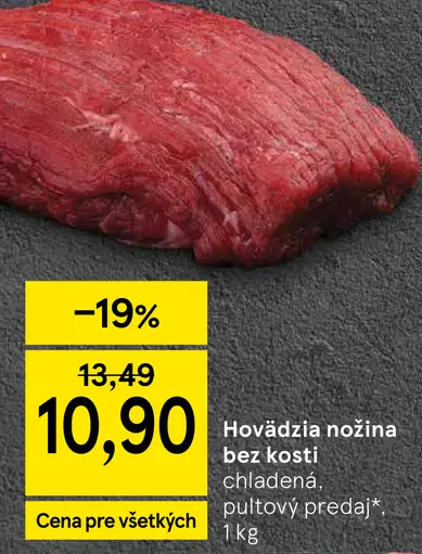 Hovädzia nožina bez kosti chladená, pultový predaj