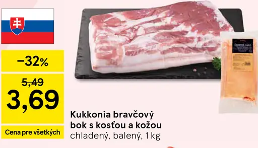 Kukkonia bravčový bok s kosťou a kožou chladený balený