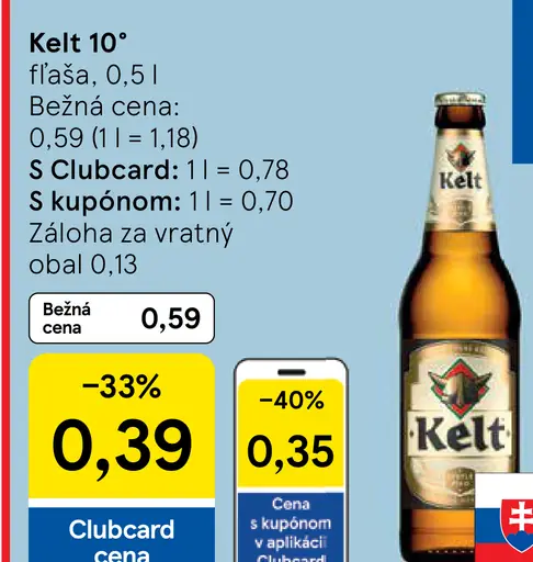 Kelt 10° pivo fľaša