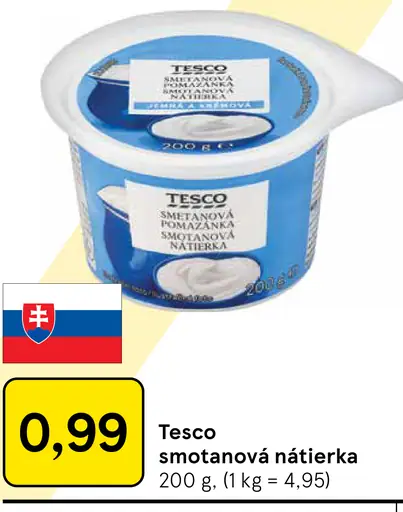 Tesco smotanová nátierka