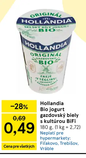 Hollandia Bio jogurt gazdovský biely s kultúrou BiFi