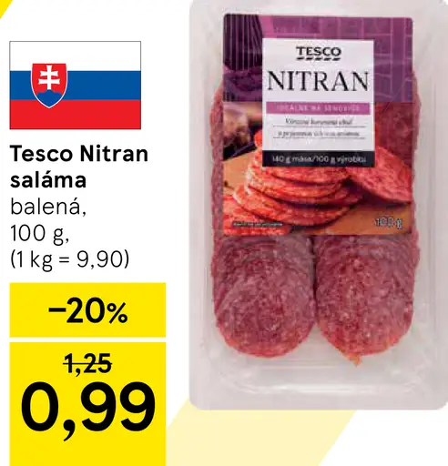 Tesco Nitran saláma balená