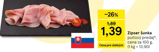 Zipser Šunka pultový predaj