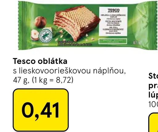 Tesco oblátka s lieskovoorieškovou náplňou