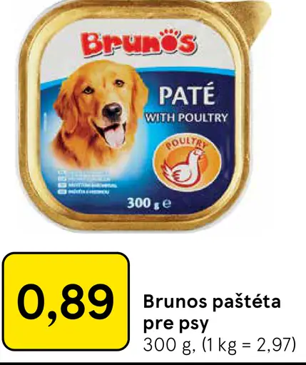 Brunos paštéta pre psy with poultry