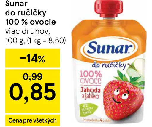 Sunar do ručičky detská výživa 100 % ovocie viac druhov