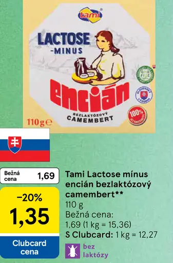 Tami Lactose Minus Encián Camembert bezlaktózový