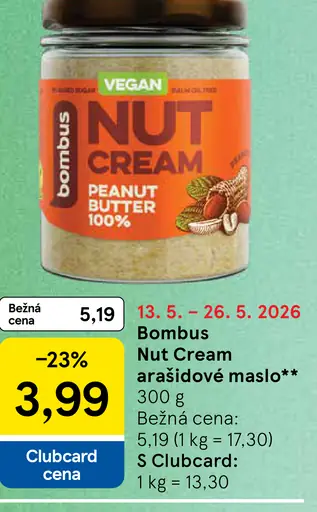 Bombus Nut Cream arašidové maslo