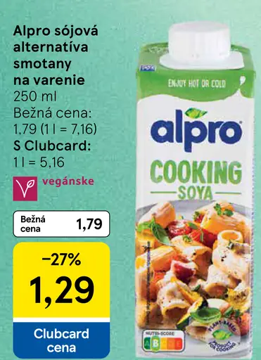 Alpro sójová alternatíva smotany na varenie