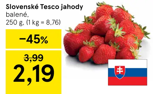 Slovenské Tesco jahody balené