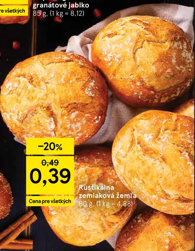 Tesco rustikálna zemiaková žemľa