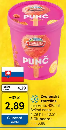 Zvolenský zmrzlina mrazená PUNČ