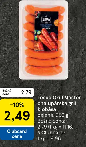 Tesco Grill Master chalupárska gril klobása