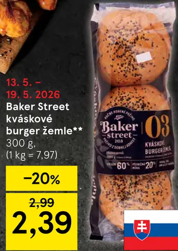 Baker Street kváskové burger žemle