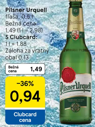 Pilsner Urquell pivo fľaša