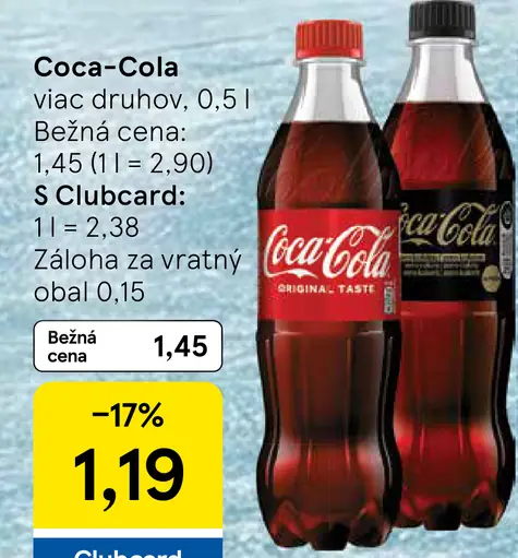 Coca-Cola nápoj viac druhov