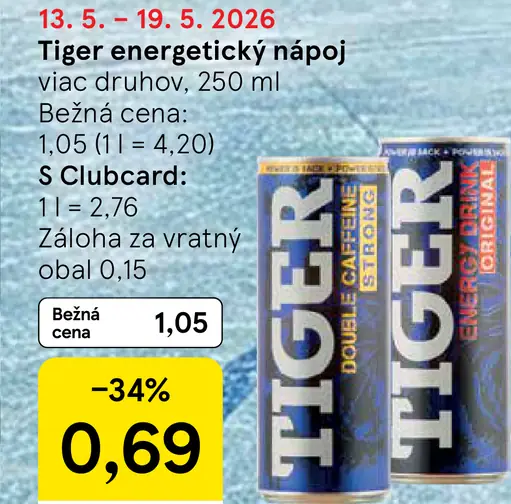 Tiger energetický nápoj rôzne druhy plechovka