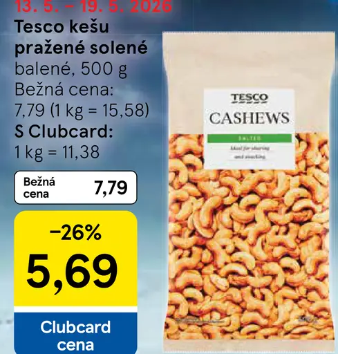 Tesco kešu pražené solené balené