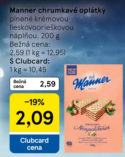 Manner chrumkavé oplátky plnené krémovou lieskovoorieškovou náplňou