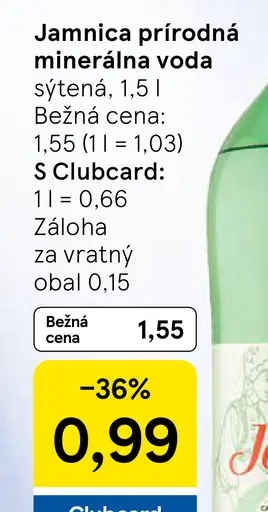 Jamnica Prírodná minerálna voda sýtená