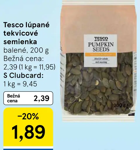 Tesco lúpané tekvicové semienka