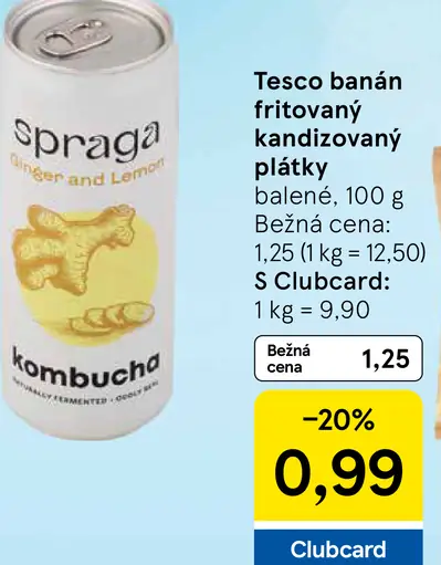 Spraga Bio kombucha ginger and lemon plechovka