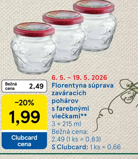 Florentyna súprava zaváracích pohárov s farebným viečkom